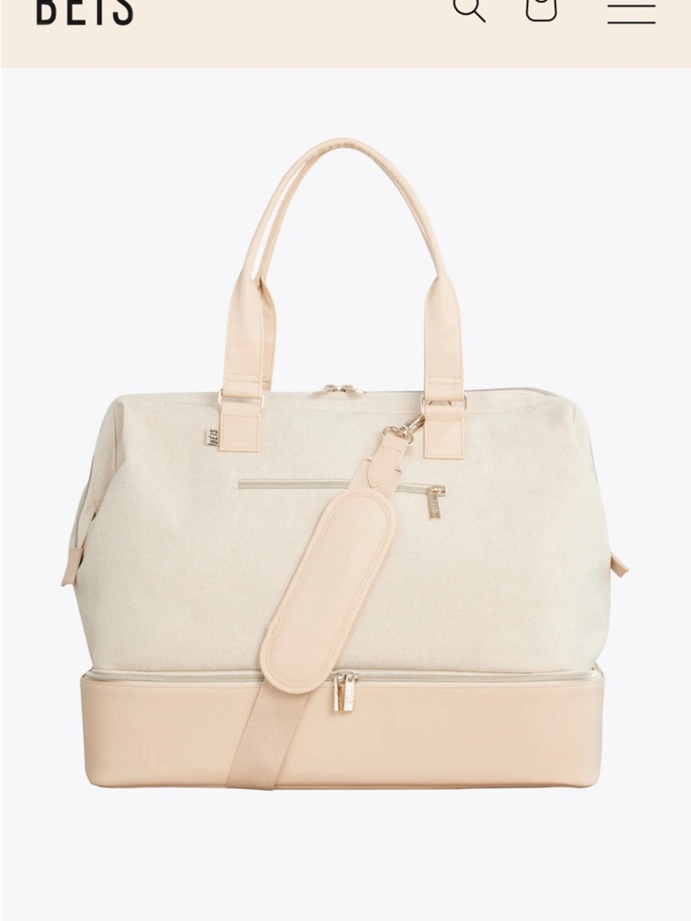 BEIS The Weekender Bag carry on bag in beige